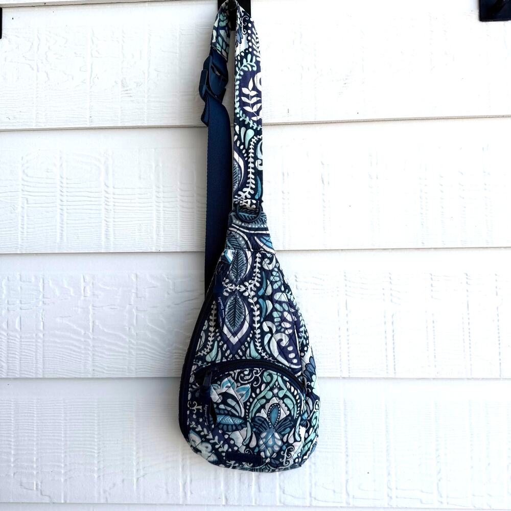 Vera Bradley Blue Floral Paisley Teardrop Sling Crossbody Bag